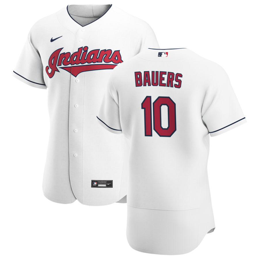 Cleveland Indians #10 Jake Bauers Men Nike White Home 2020 Authentic Team MLB Jersey
